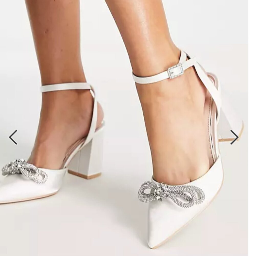 Asos Be Mine Bridal bow block heel shoes